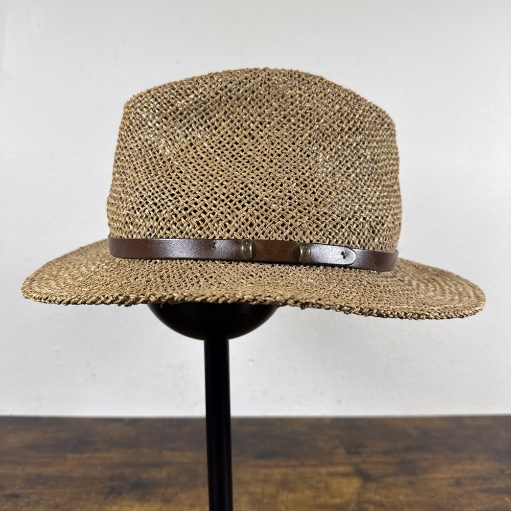 Country Gentlemen Woven Straw Fedora Hat Mens Large Natural Brown Molded Summer